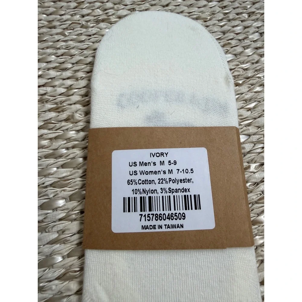 Cooper & Jin 3 Pack No Show Socks Ivory White Dog Logo Cotton Womens 7-10.5 med
